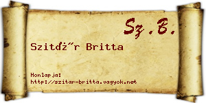 Szitár Britta névjegykártya